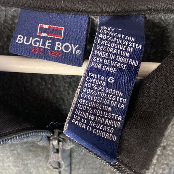 Vintage Bugle Boy Men's Full Zip Sweater Stripped Long Sleeve 90's Size L - Picture 5 of 8